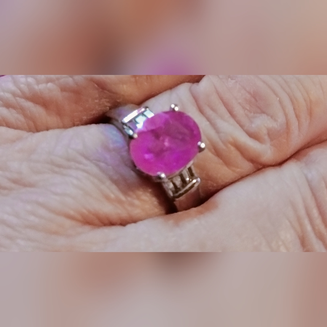 Ilakaka Hot Pink Sapphire Ff And White Topaz Ring Platinum Over Sterling Silver 159$